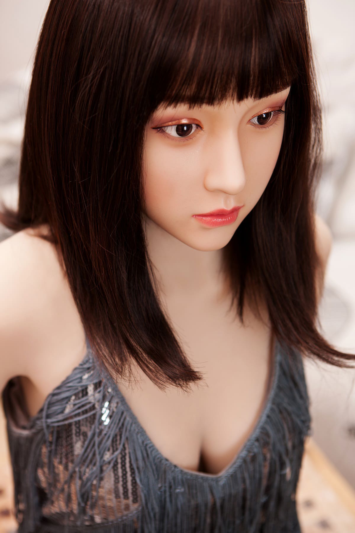 Asian lifelike silicone head real doll