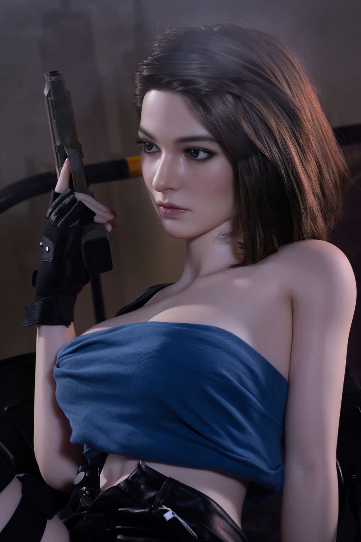 Game character short hair silicone sex doll