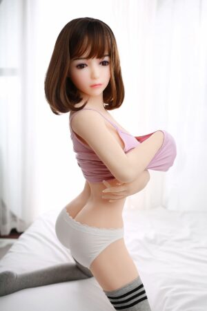 Blonde short hair Asian student sex doll