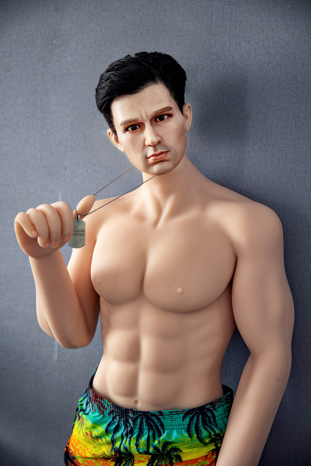 Flesh colored male sex doll with big pectoral muscles