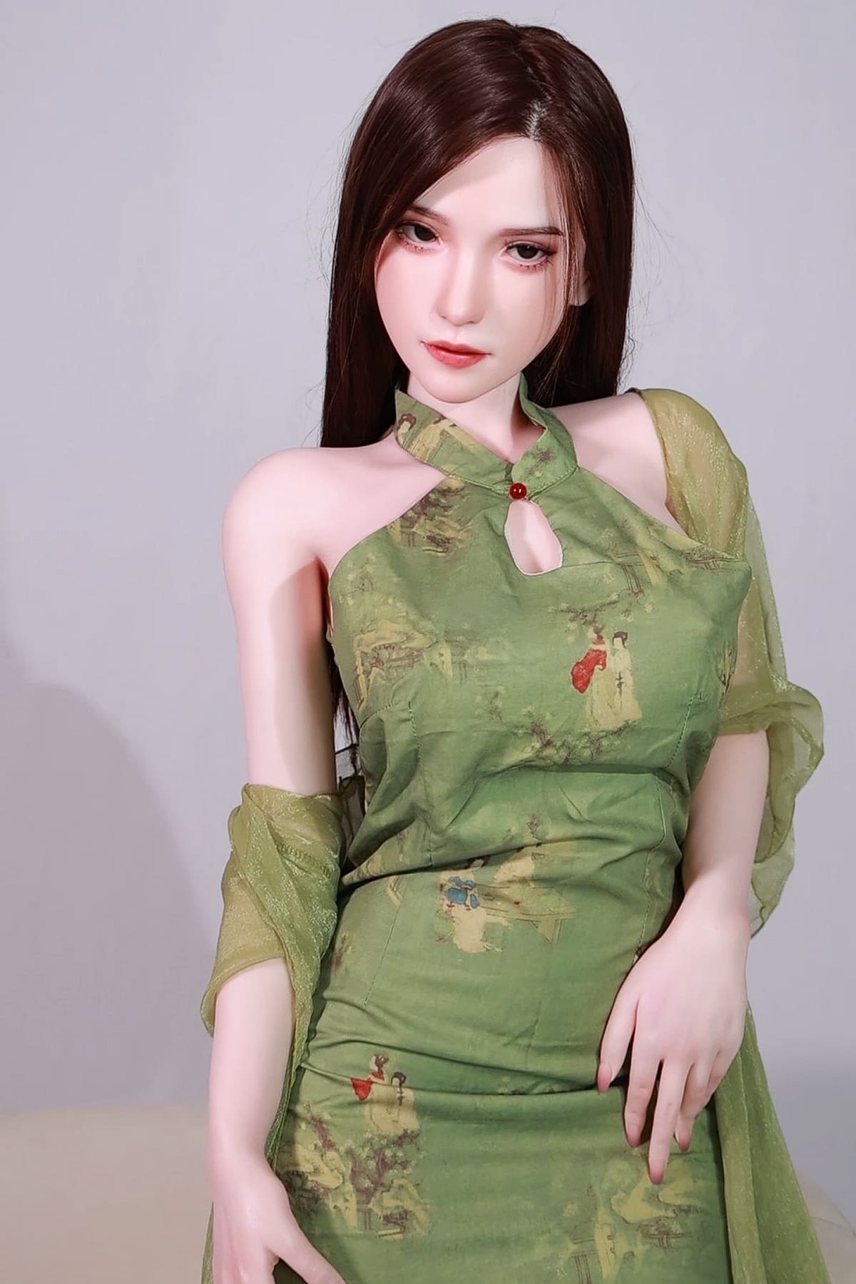 Chinese green cheongsam beauty sex doll