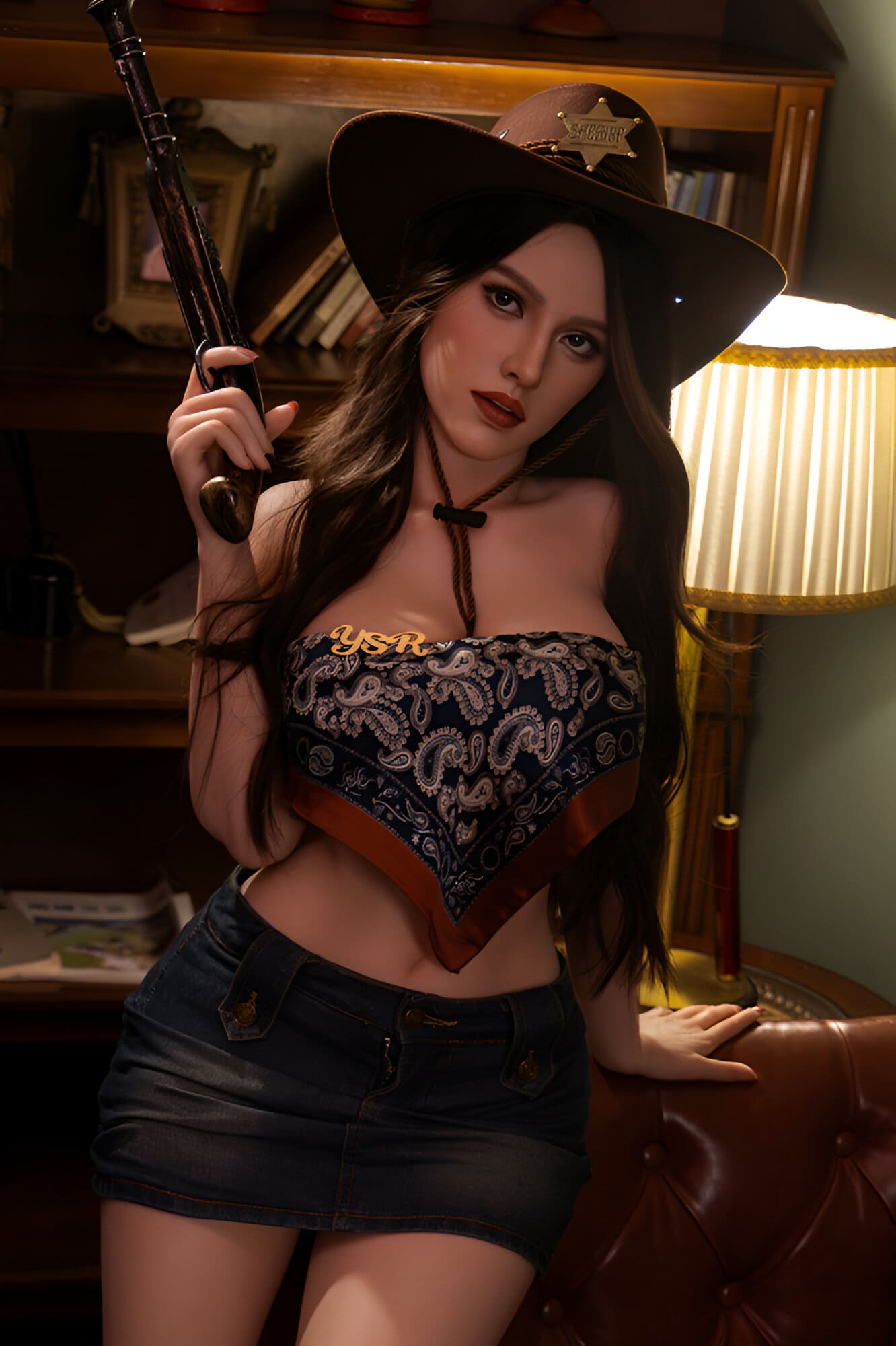 Western cowgirl cosplay silicone sex doll