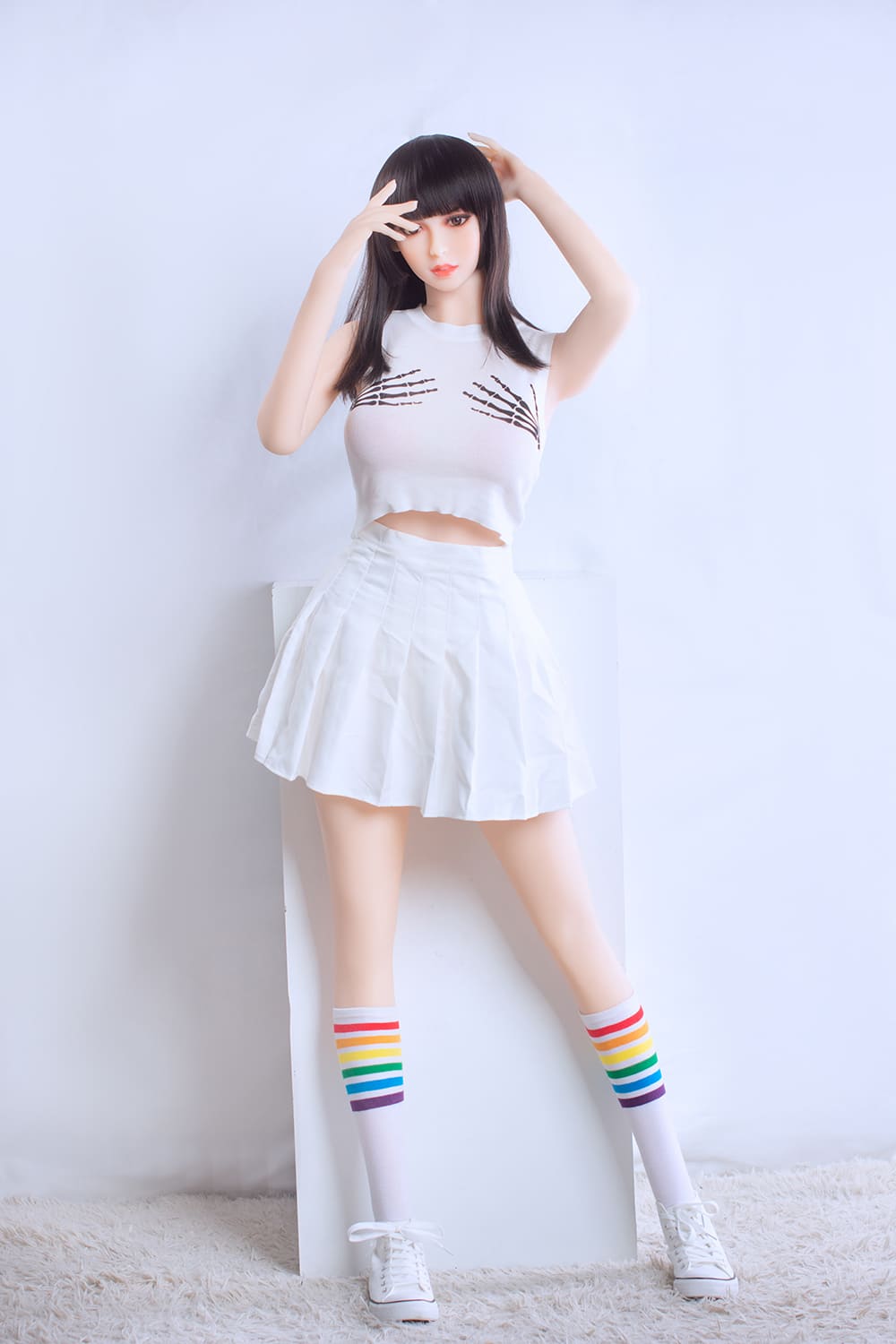 168cm female sex doll in white sportswear