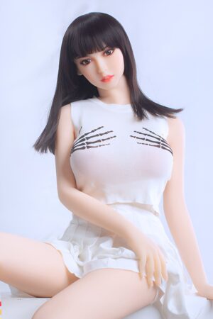 Customizable Asian black bangs hair fair skin female TPE sex doll