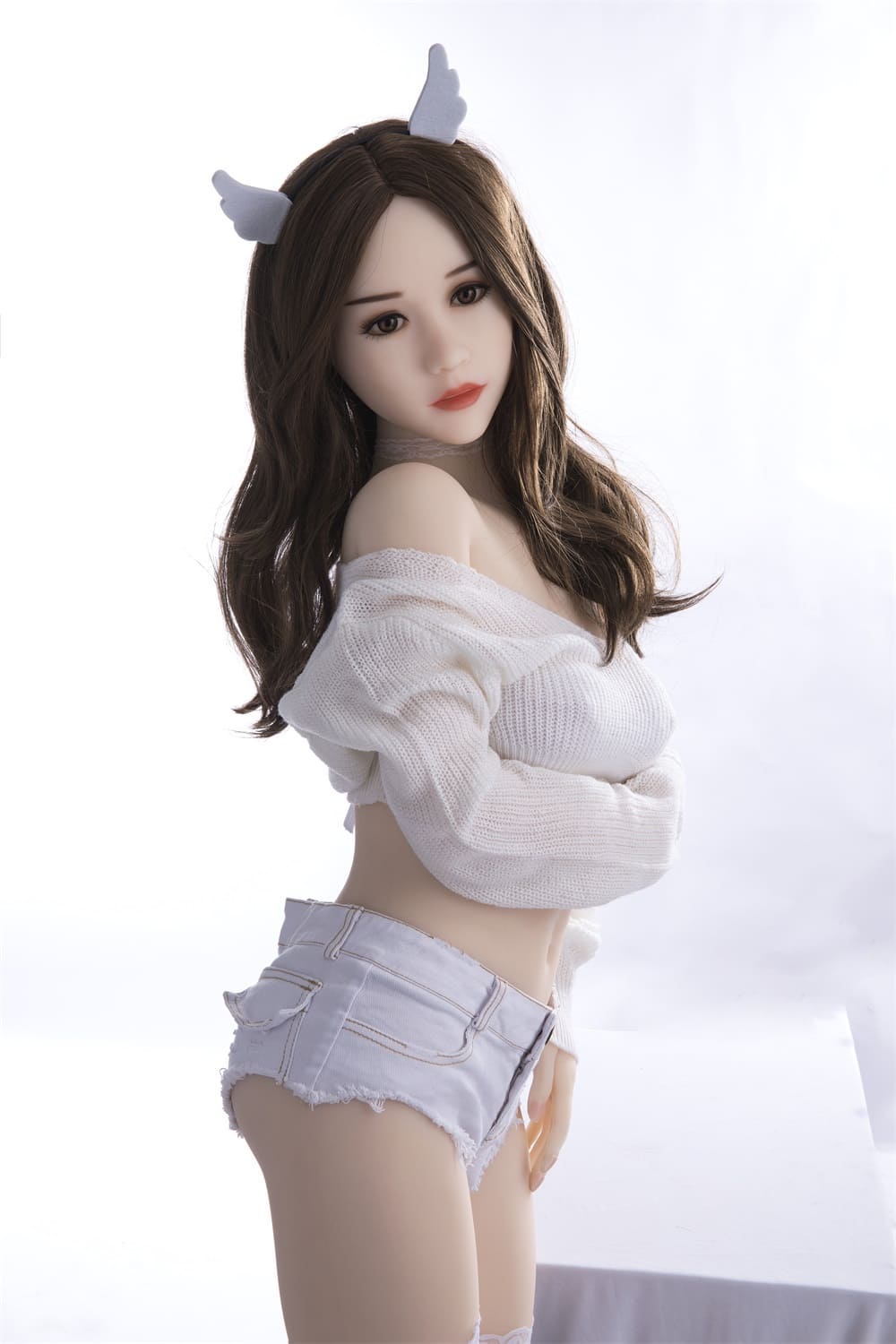 Korean sex doll in short jeans