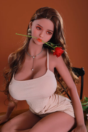 Sex doll biting a rose