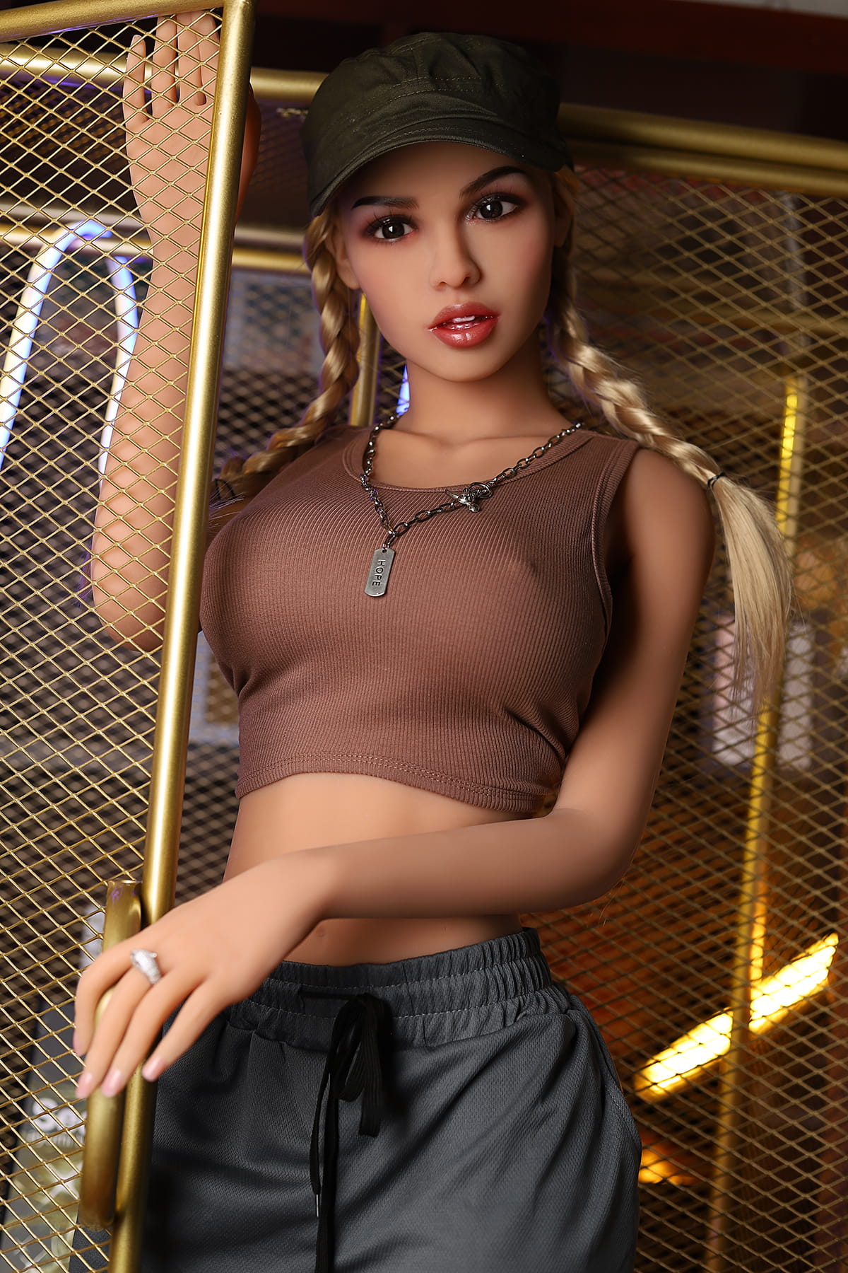 TPE sex doll with hat and braids min