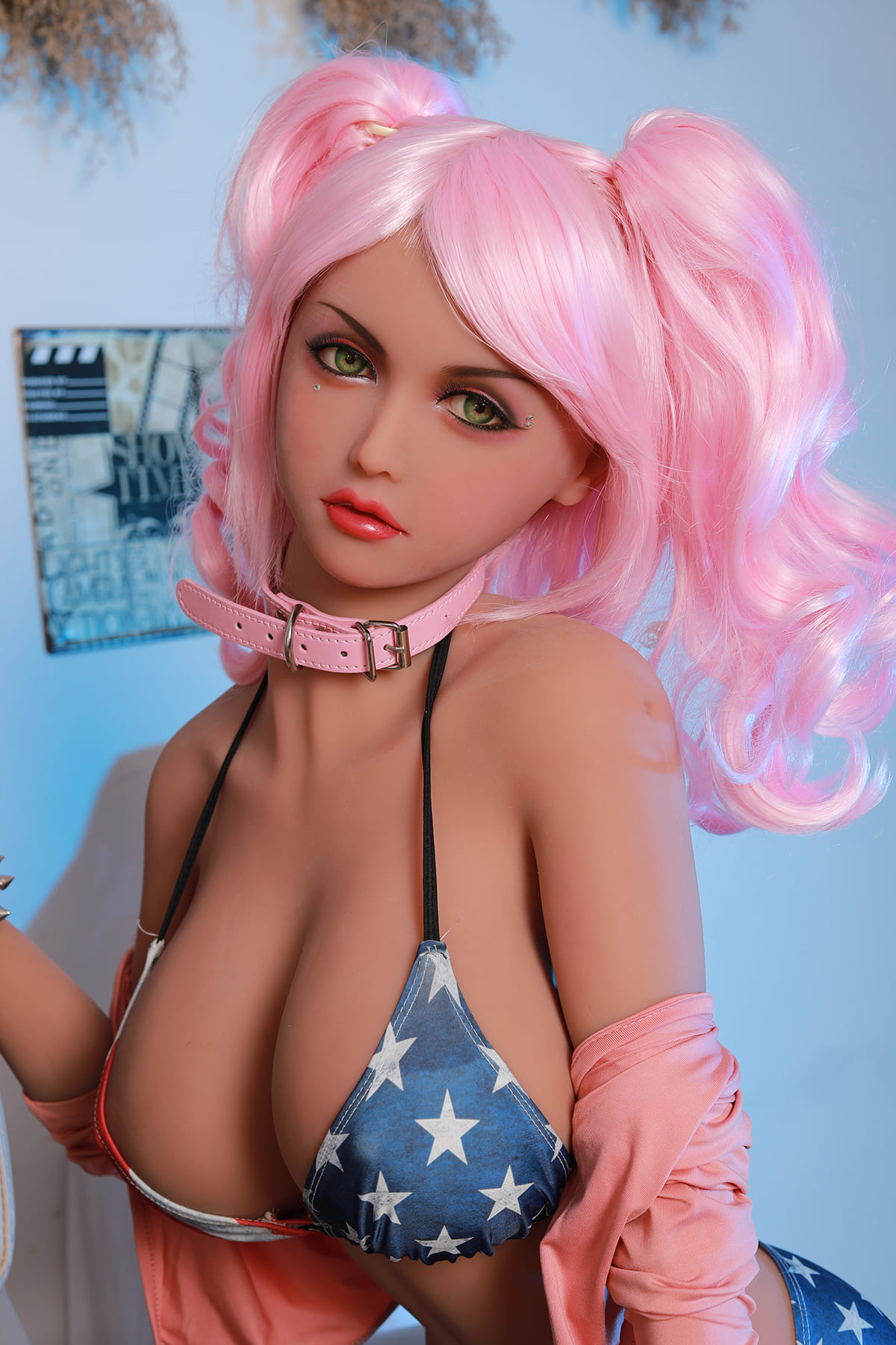 Pink haired big tits sex doll