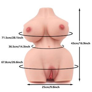 Size of 43cm big tits sex doll torso