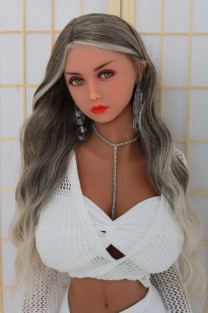 light tan skin round faced young female sex doll