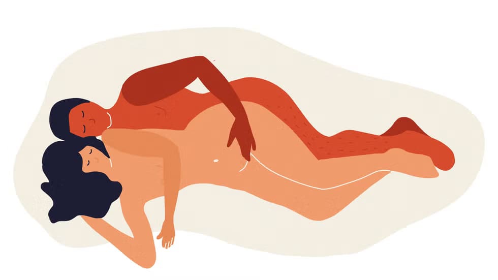 Spooning sex position with sex doll