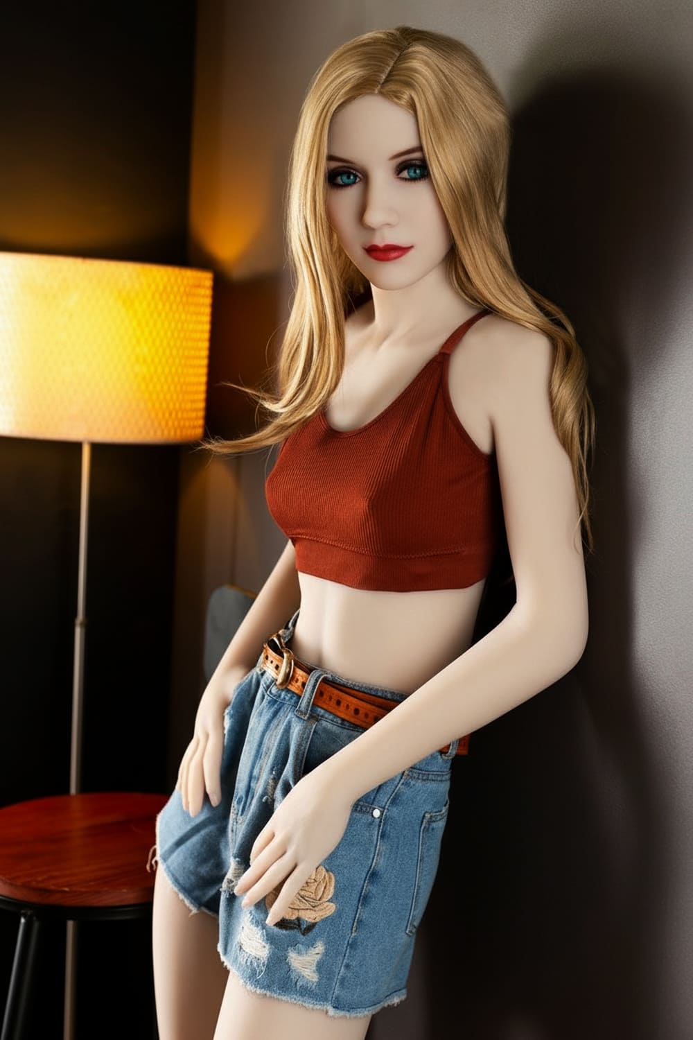166cm small breast sex doll in red vest