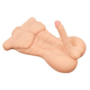 Life sized half body torso with big soft dildo