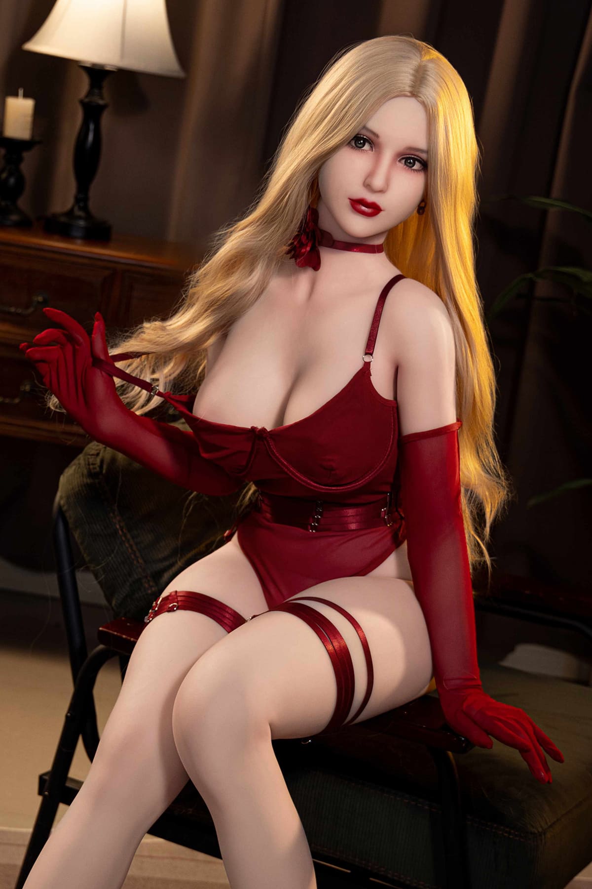 New 159cm red lipped blonde absolute sex doll