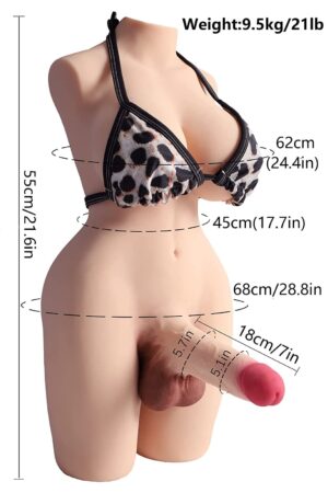 Size of 21.6in shemale torso sex doll